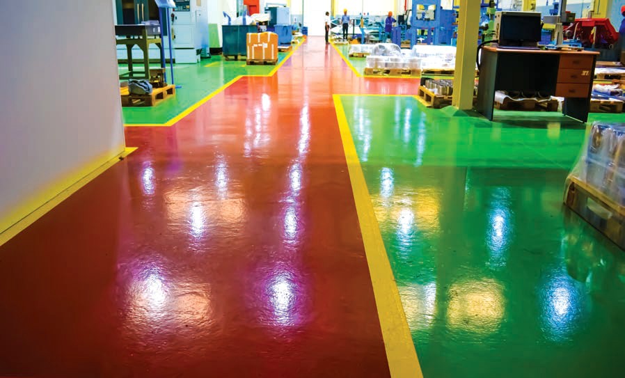 Epoxy floor coating and line marking