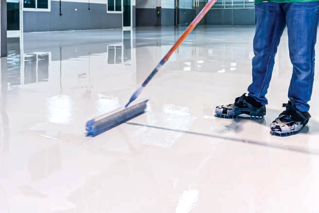 Epoxy self-leveling floor coating application